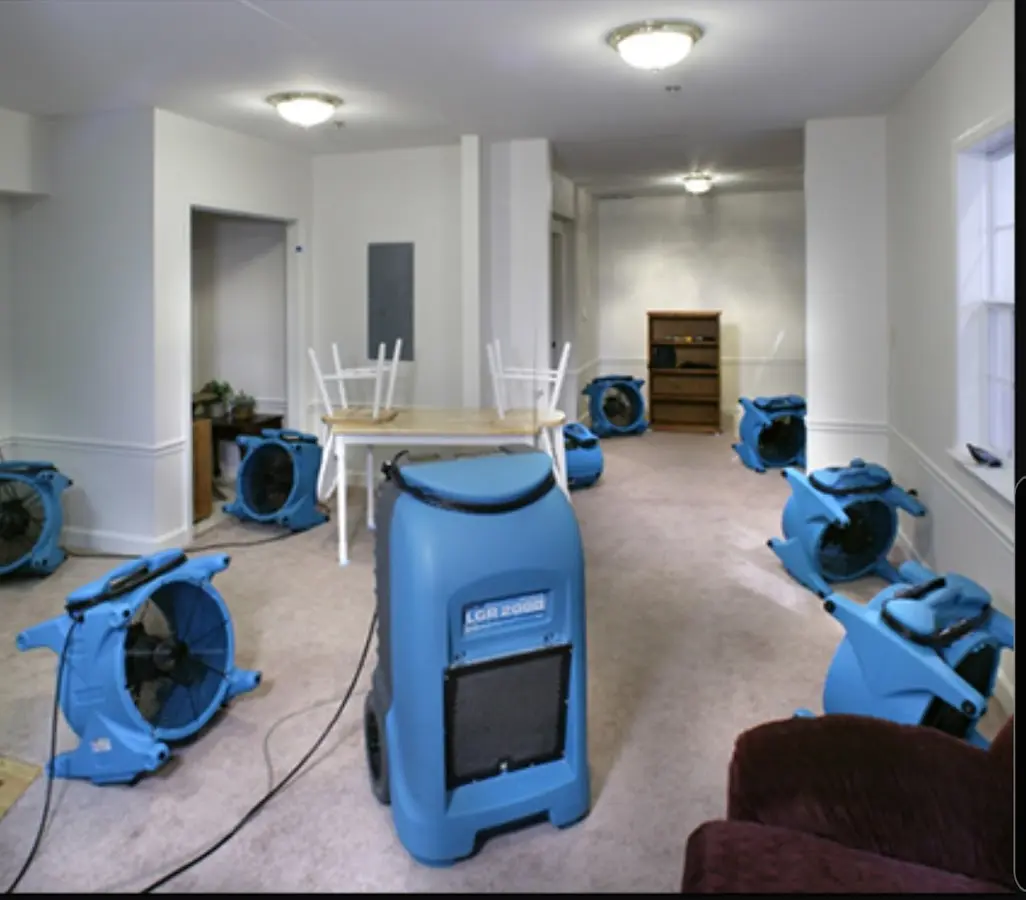 Air movers and dehumidifier setup for Water Extraction & Removal in Cheverly